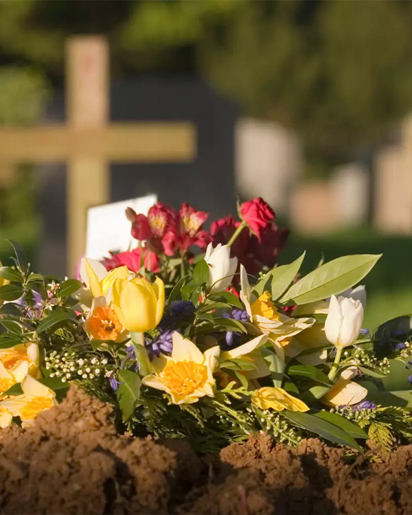 Composizione di fiori colorati in ricordo